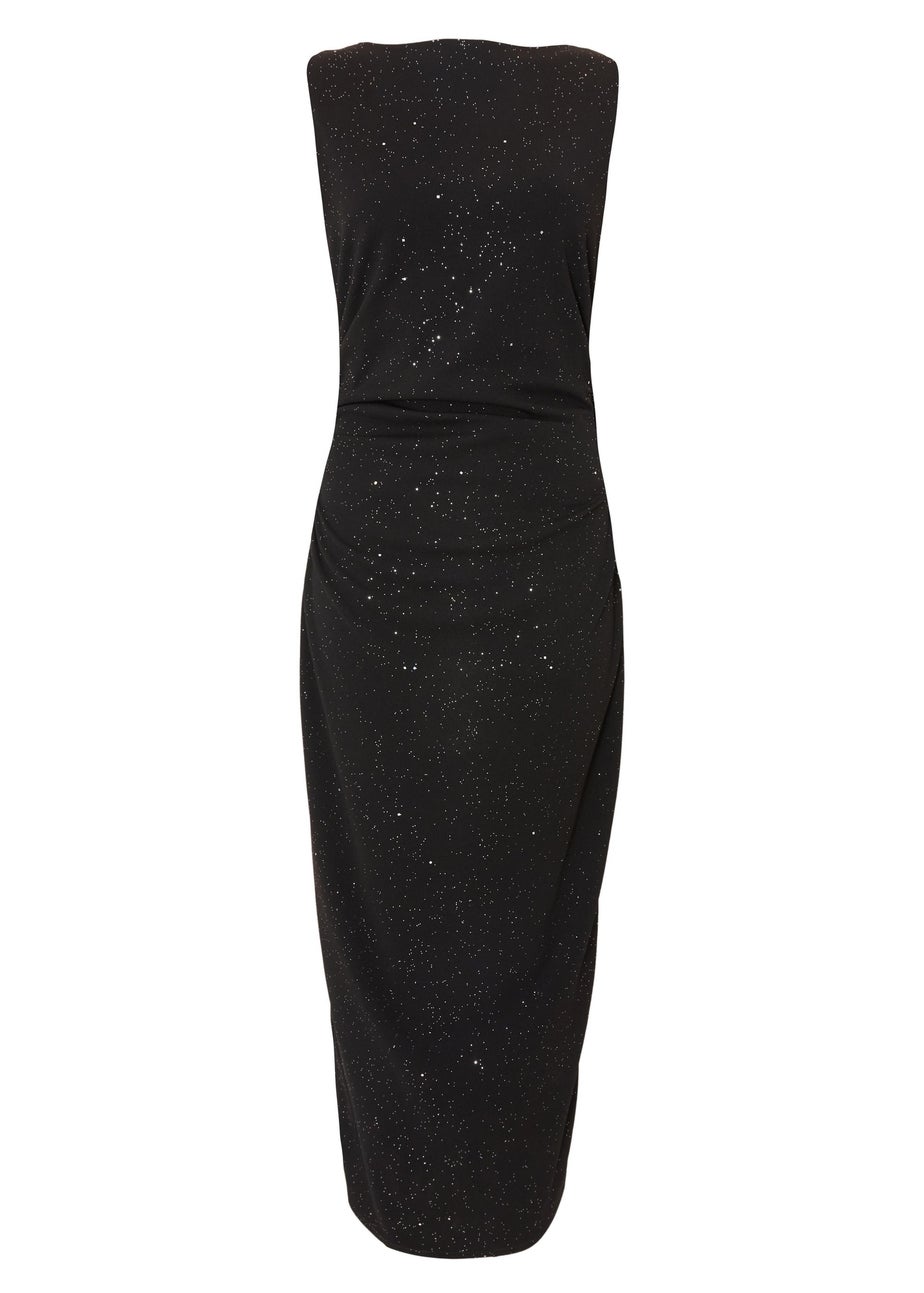 Quiz Black Glitter Bow Midaxi Dress