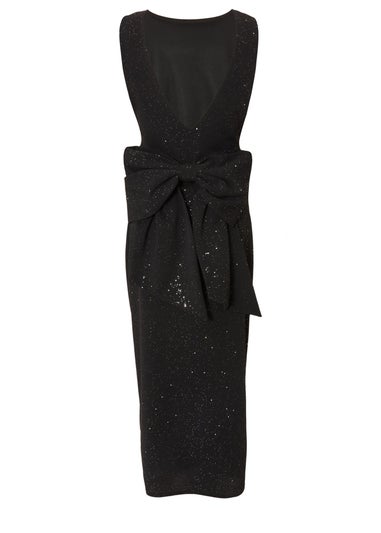Quiz Black Glitter Bow Midaxi Dress