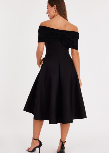 Quiz Black Lace Bardot Skater Dress