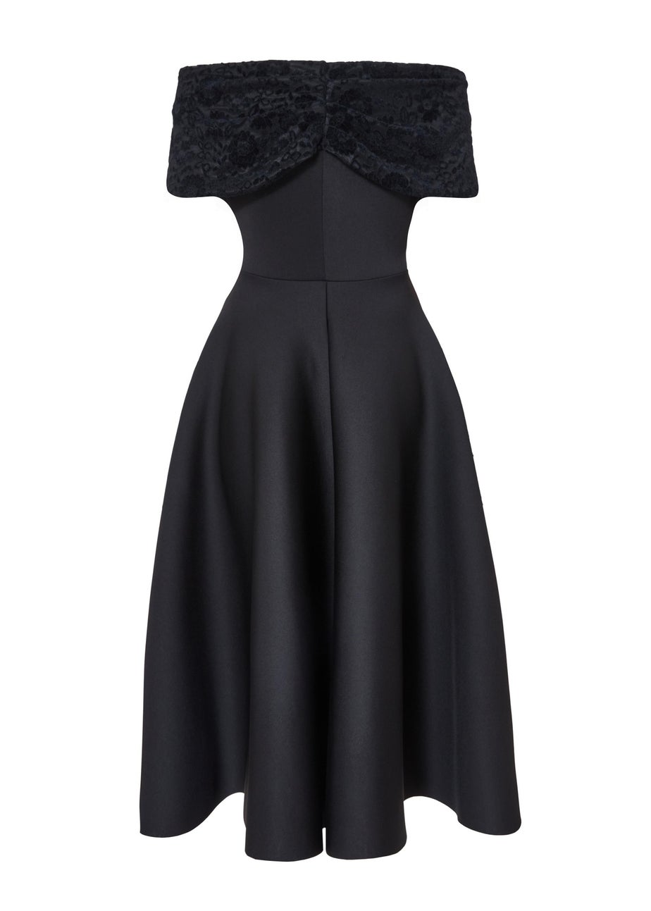 Quiz Black Lace Bardot Skater Dress
