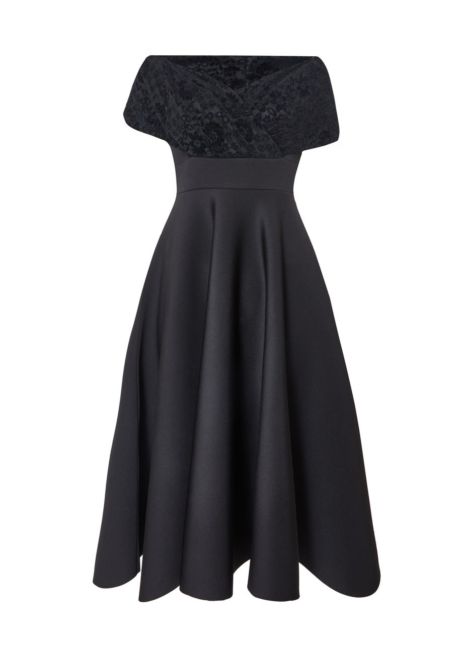 Quiz Black Lace Bardot Skater Dress