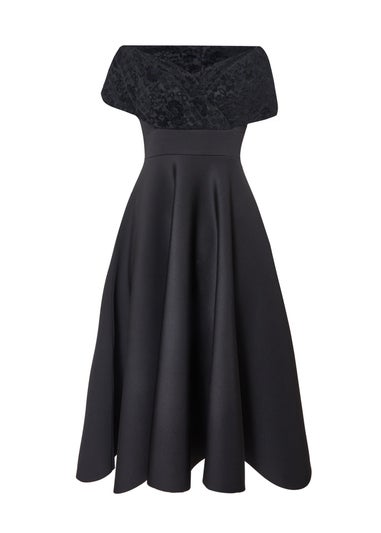 Quiz Black Lace Bardot Skater Dress