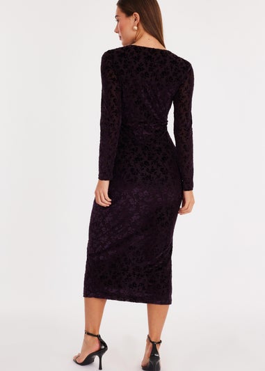 Quiz Purple Floral Ruched Midi Dress