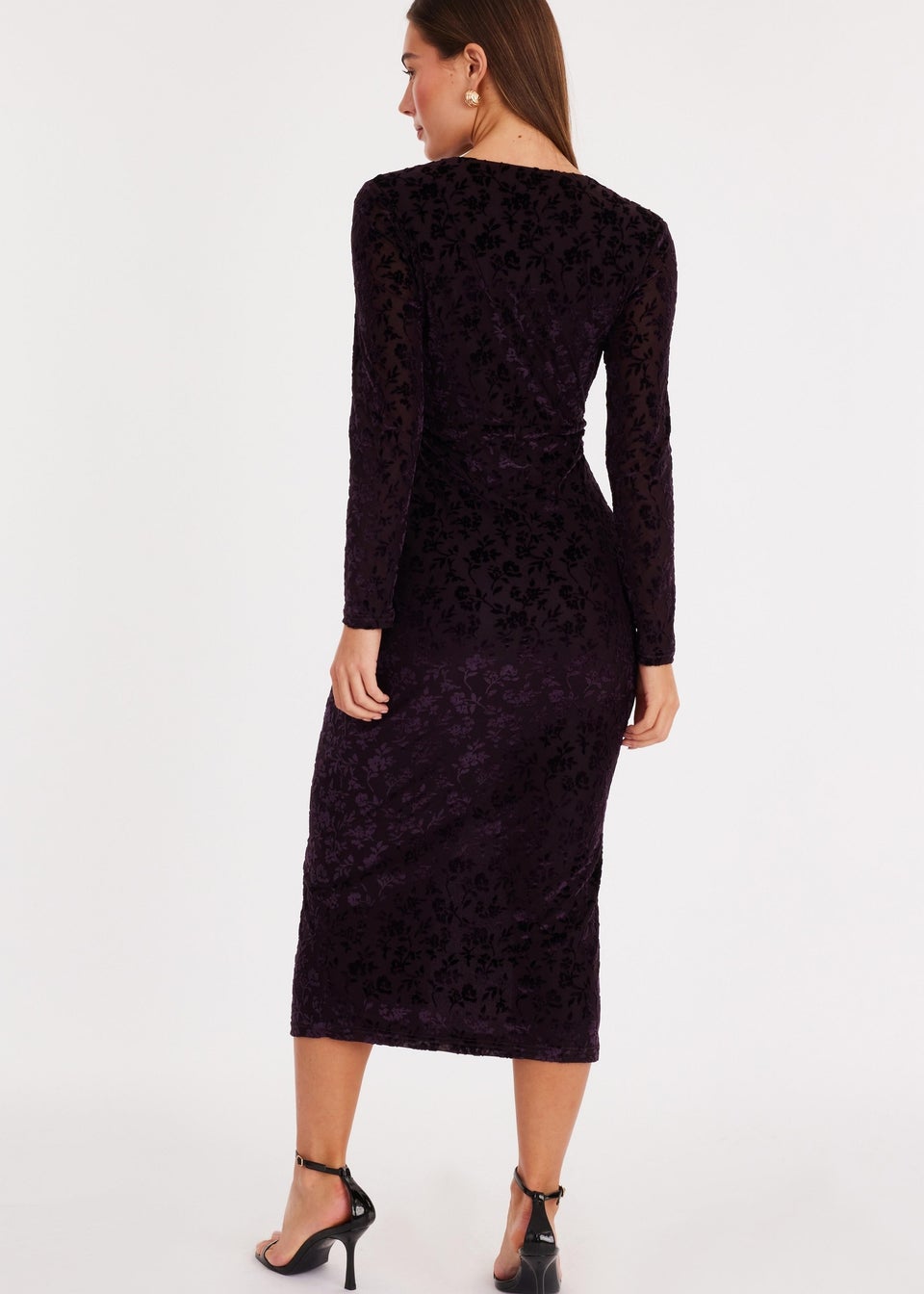 Quiz Purple Floral Ruched Midi Dress