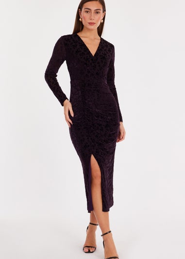 Quiz Purple Floral Ruched Midi Dress