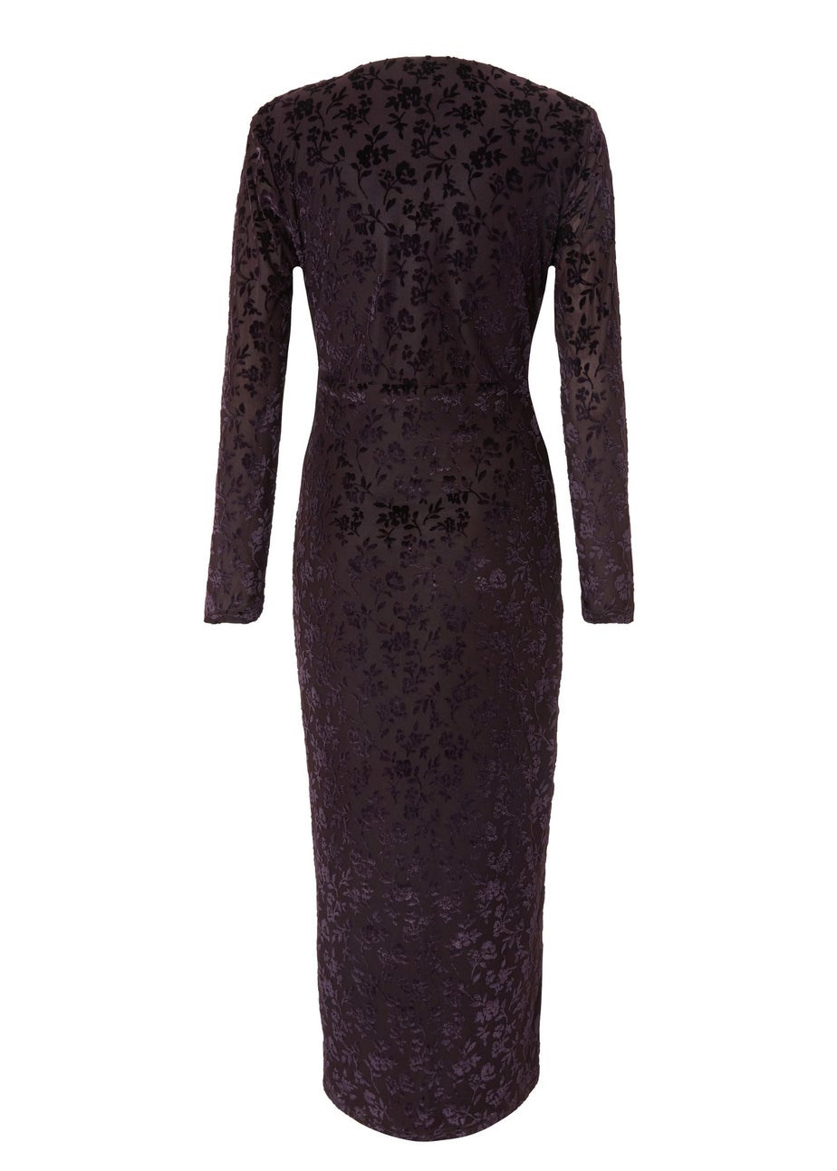 Quiz Purple Floral Ruched Midi Dress