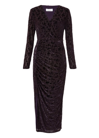 Quiz Purple Floral Ruched Midi Dress