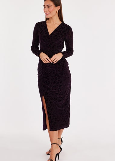 Quiz Purple Floral Ruched Midi Dress