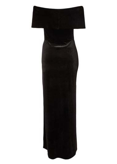 Quiz Black Velvet Bardot Maxi Dress