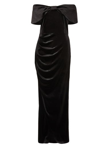Quiz Black Velvet Bardot Maxi Dress