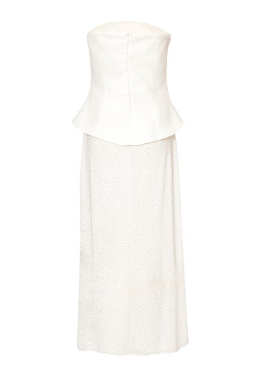 Quiz White Glitter Mesh Bandeau Midaxi Dress