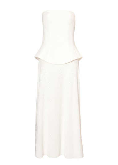 Quiz White Glitter Mesh Bandeau Midaxi Dress