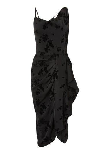 Quiz Black Satin Floral Midi Dress