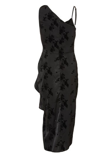 Quiz Black Satin Floral Midi Dress