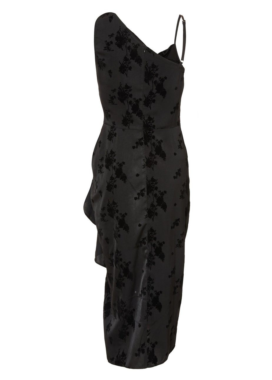 Quiz Black Satin Floral Midi Dress