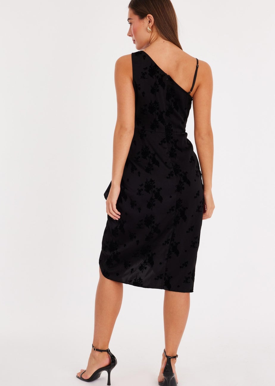 Quiz Black Satin Floral Midi Dress