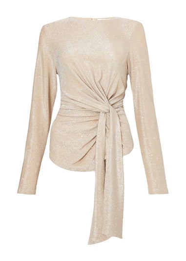 Quiz Cream Rhinestone Wrap Top