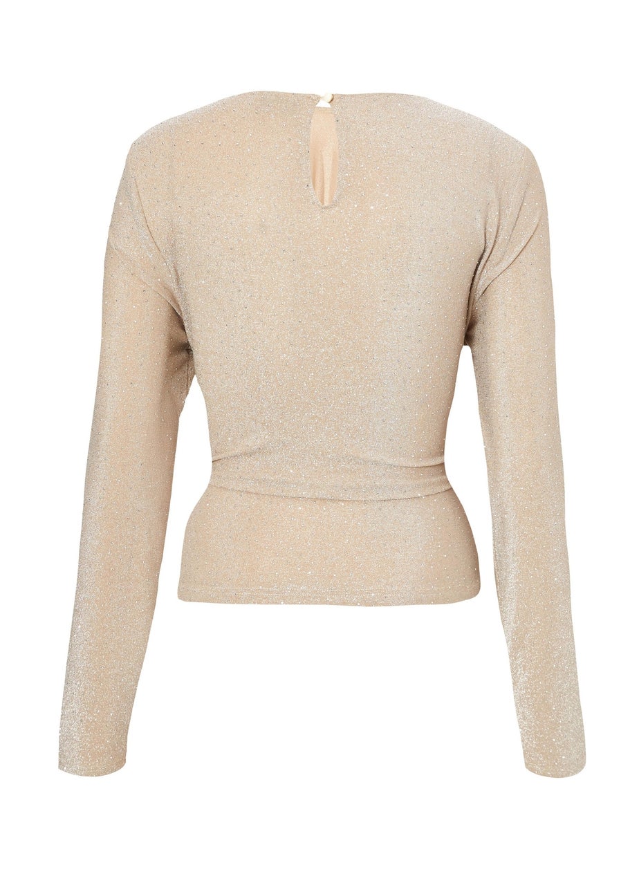 Quiz Cream Rhinestone Wrap Top