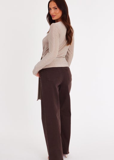 Quiz Cream Rhinestone Wrap Top