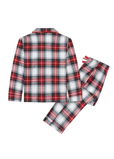 My Christmas Pyjamas White Tidings & Tartan Two-Piece Long Matching Pyjama Set