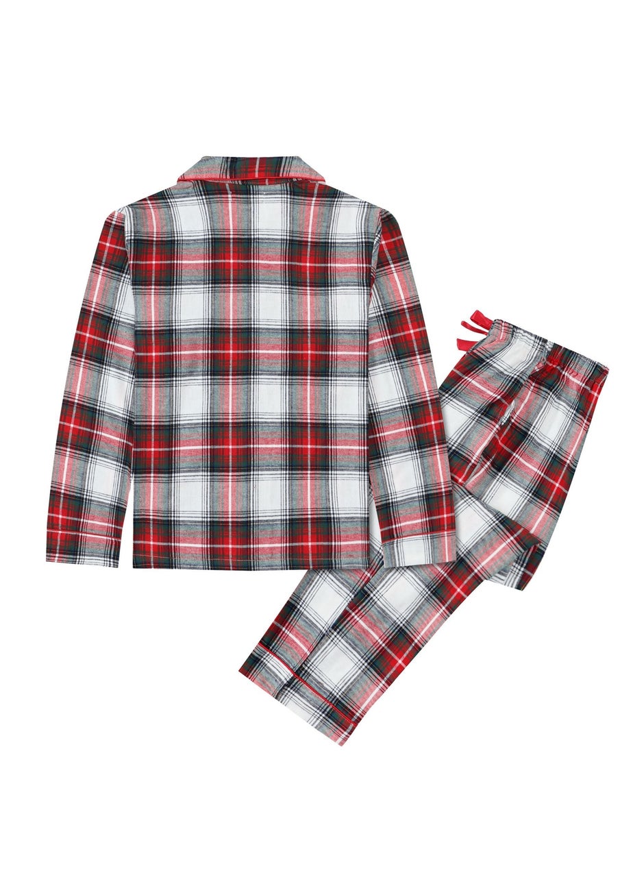 My Christmas Pyjamas White Tidings & Tartan Two-Piece Long Matching Pyjama Set
