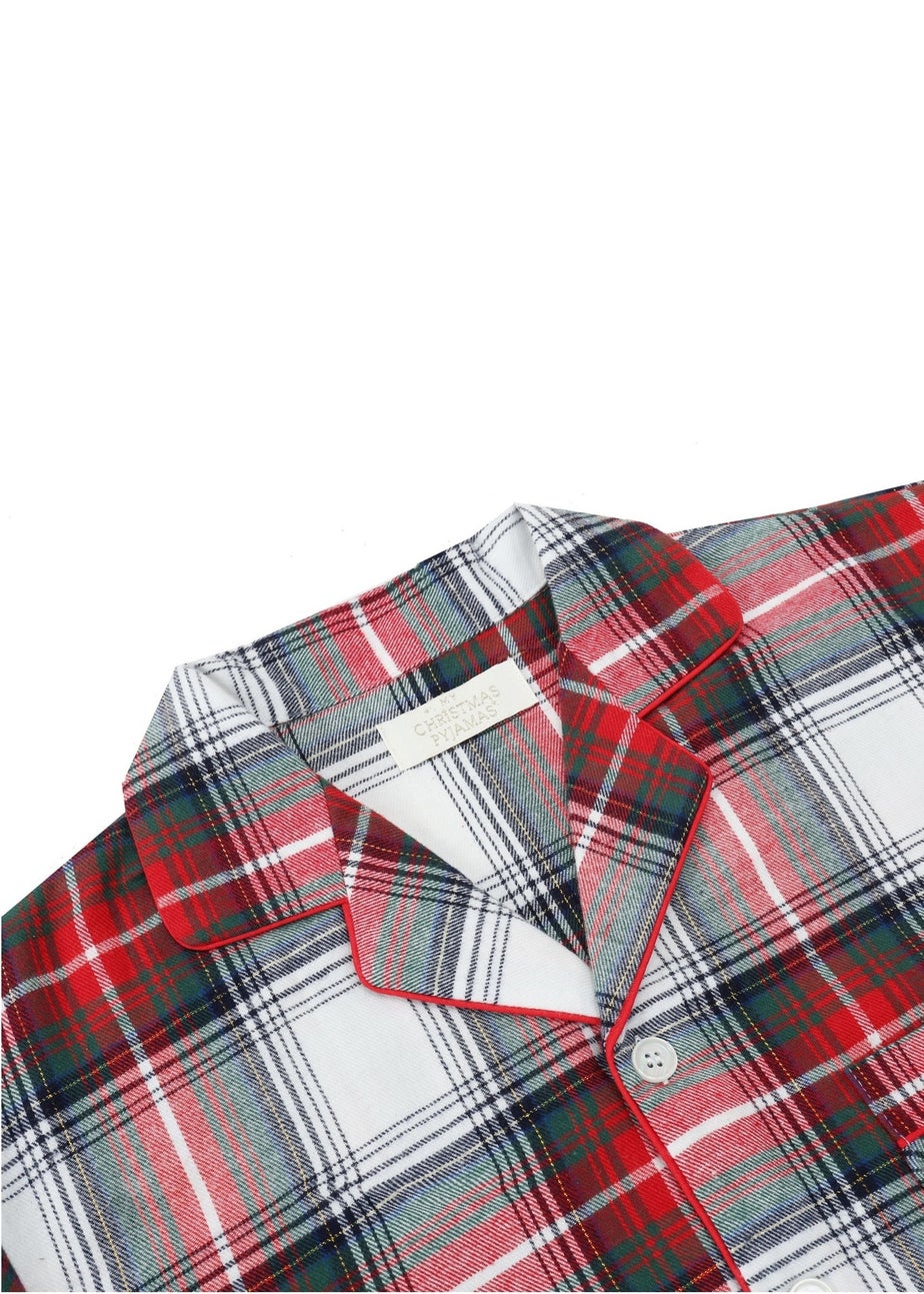 My Christmas Pyjamas White Tidings & Tartan Two-Piece Long Matching Pyjama Set