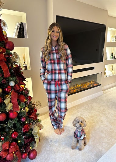 My Christmas Pyjamas White Tidings & Tartan Two-Piece Long Matching Pyjama Set