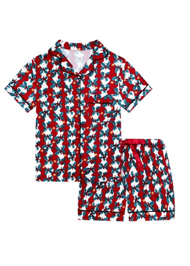 My Christmas Pyjamas Red Mistletoe & Wine Two-Piece Short Matching Pyjama Set