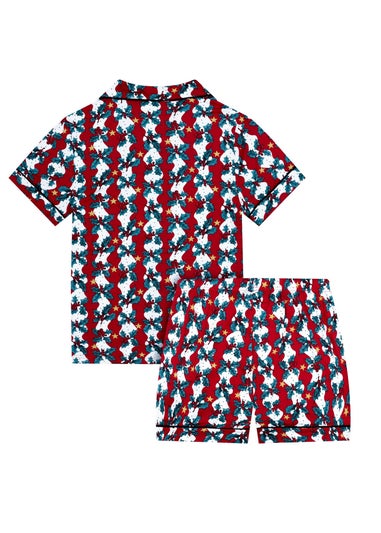 My Christmas Pyjamas Red Mistletoe & Wine Two-Piece Short Matching Pyjama Set