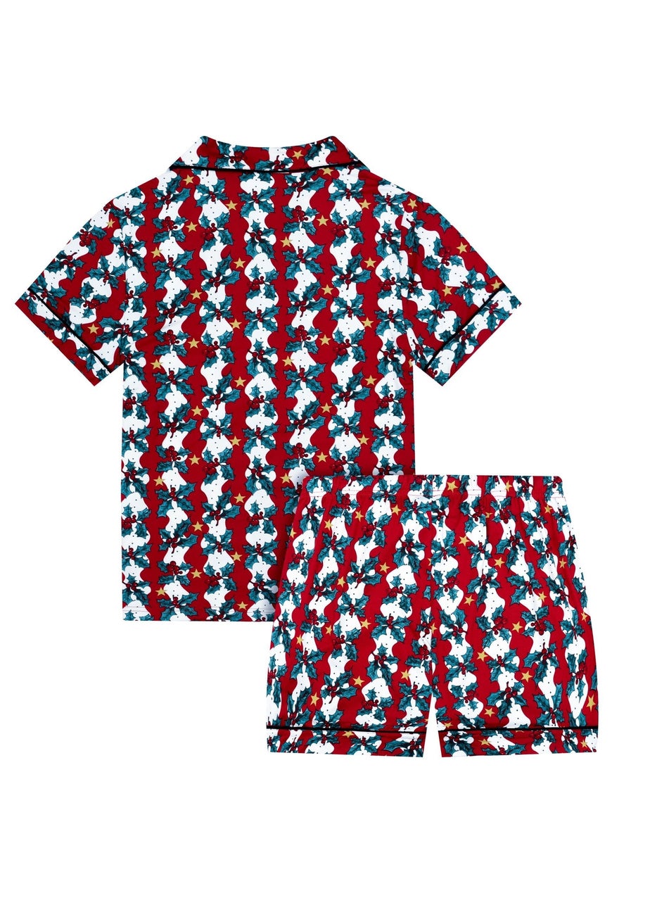 My Christmas Pyjamas Red Mistletoe & Wine Two-Piece Short Matching Pyjama Set