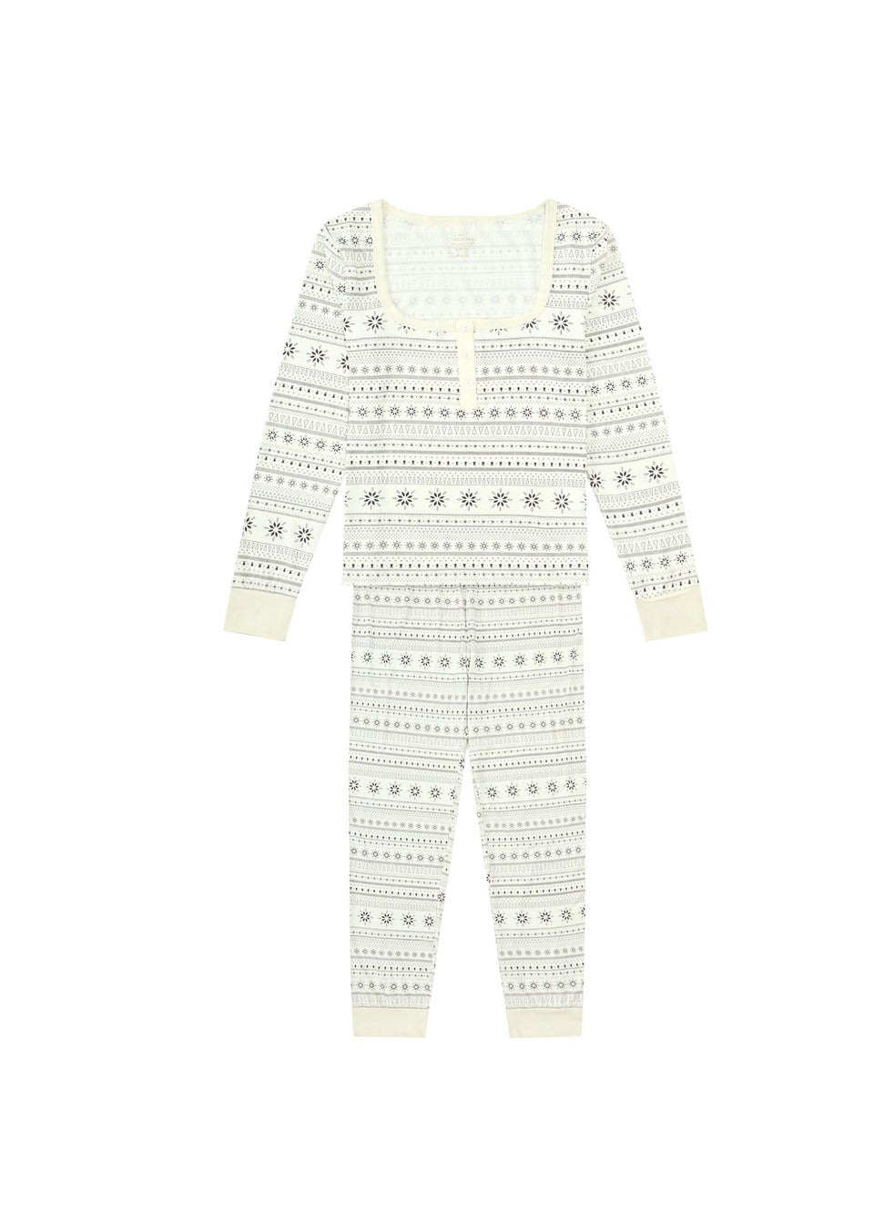 My Christmas Pyjamas Cream Snow White Two-Piece Long Matching Pyjama Set
