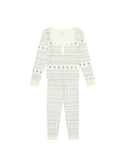 My Christmas Pyjamas Cream Snow White Two-Piece Long Matching Pyjama Set