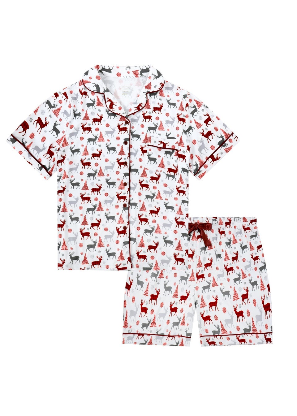 My Christmas Pyjamas White Christmas Kisses Two-Piece Short Matching Pyjama Set