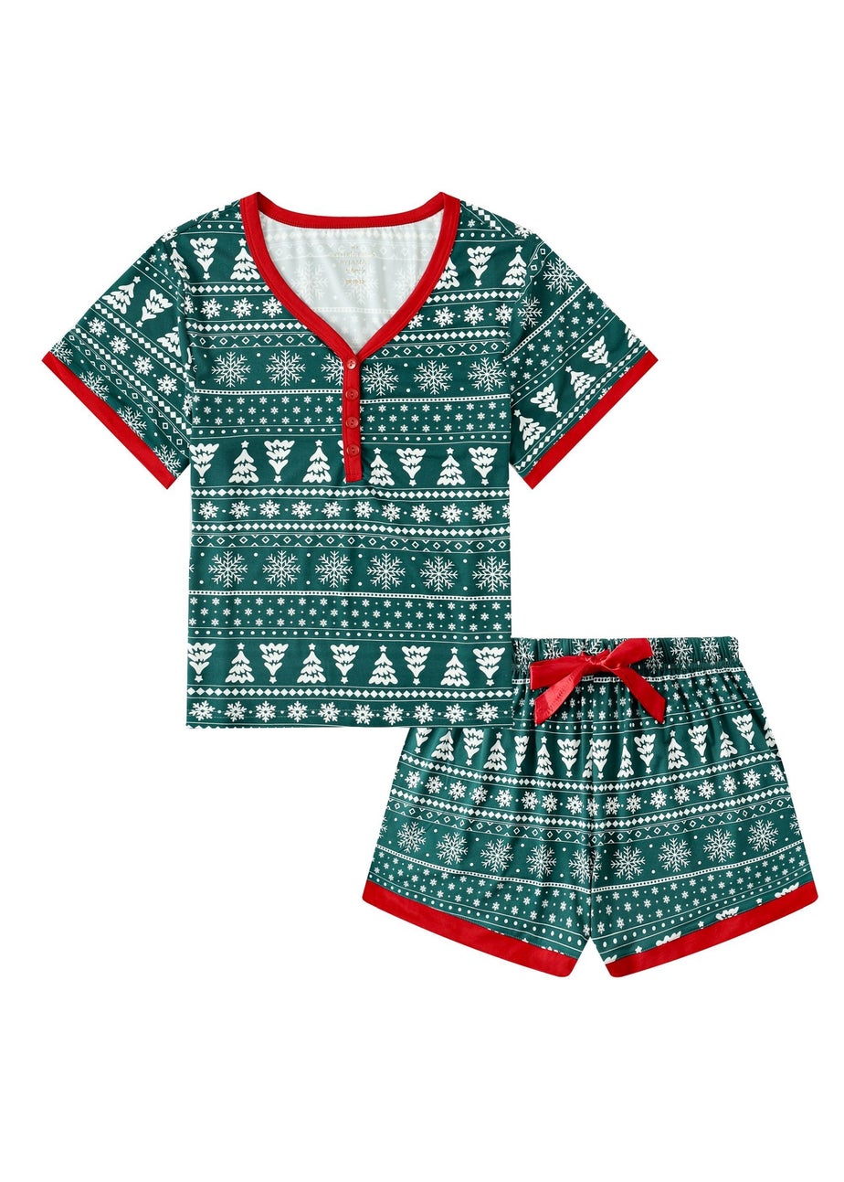 My Christmas Pyjamas Green Yuletide Two-Piece Short Matching Pyjama Set