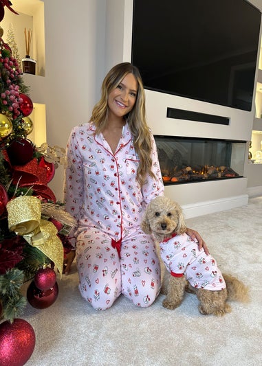 My Christmas Pyjamas Pink Feline Festive Two-Piece Long Matching Pyjama Set