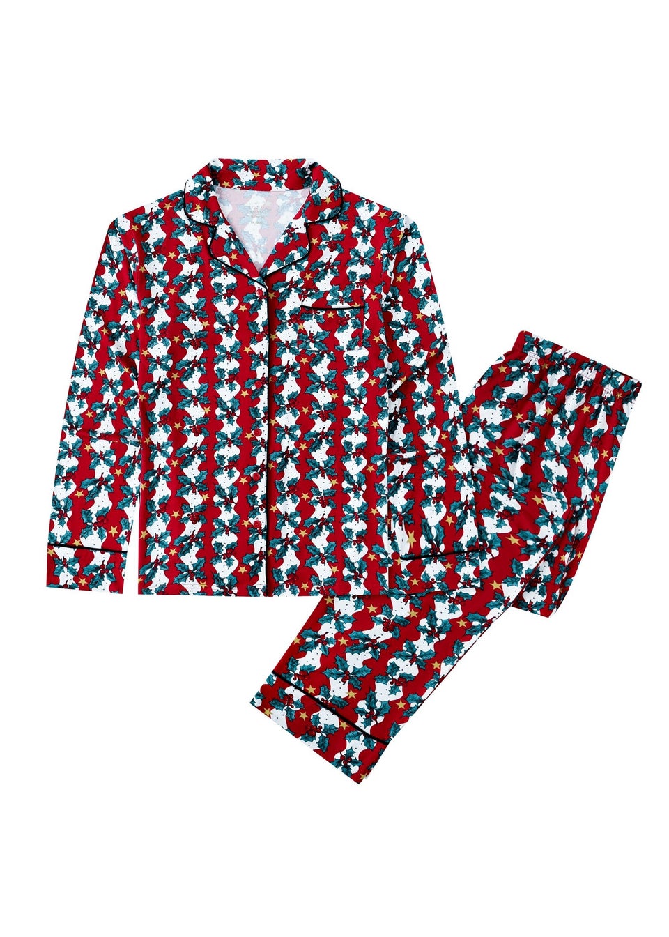 My Christmas Pyjamas Red Mistletoe & Wine Men's Two-Piece Long Matching Pyjama Set