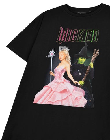 Vanilla Underground Wicked Adults Glinda & Elphaba Black T-Shirt Dress