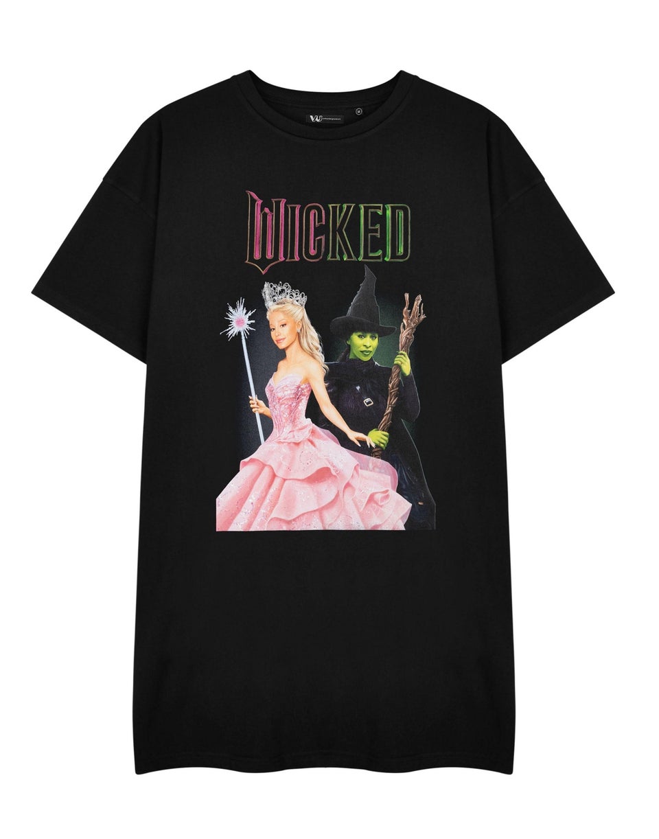 Vanilla Underground Wicked Adults Glinda & Elphaba Black T-Shirt Dress