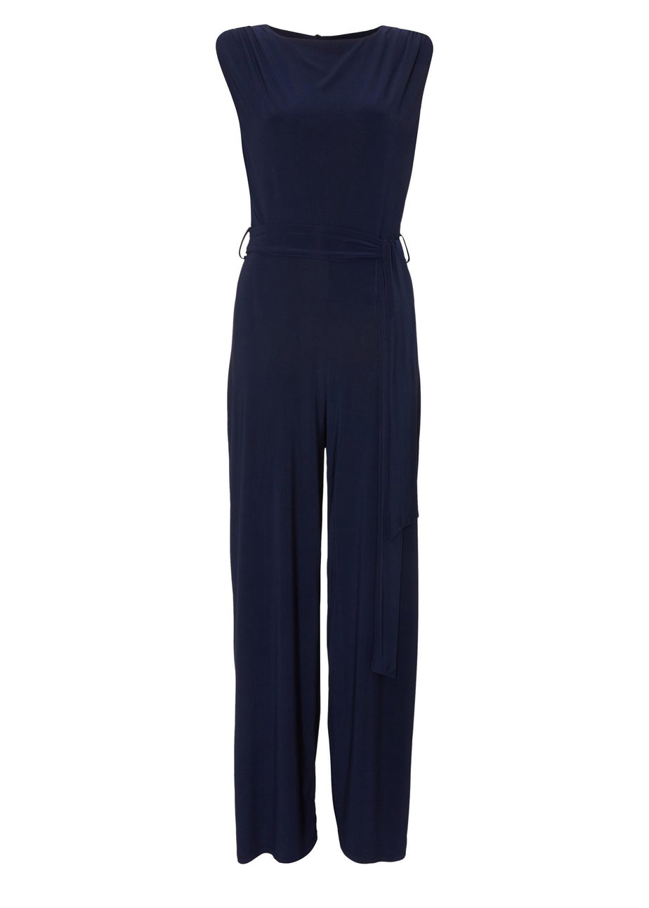 Quiz Navy Tie Waist Jumpsuit