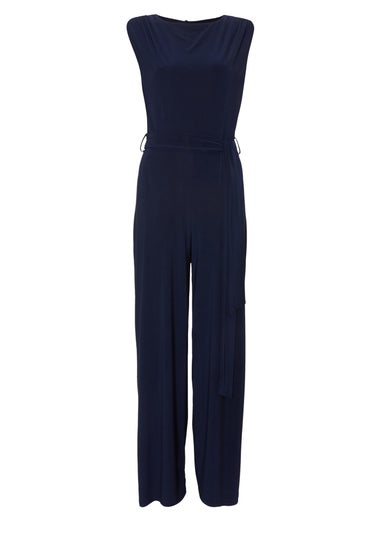 Quiz Navy Tie Waist Jumpsuit