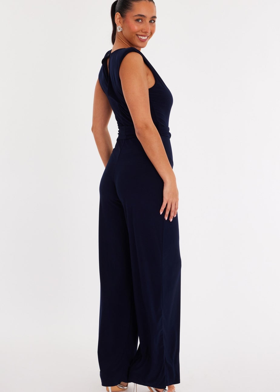 Quiz Navy Tie Waist Jumpsuit
