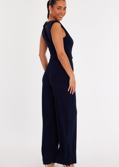 Quiz Navy Tie Waist Jumpsuit