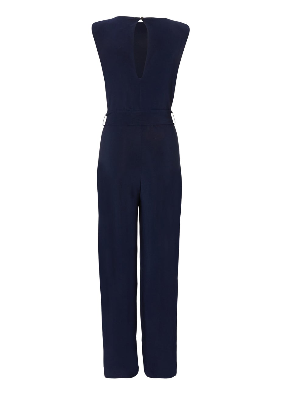 Quiz Navy Tie Waist Jumpsuit