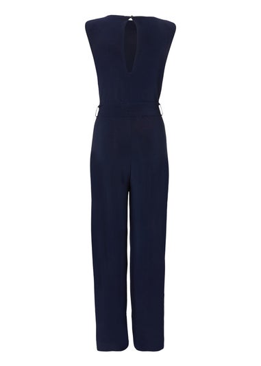 Quiz Navy Tie Waist Jumpsuit
