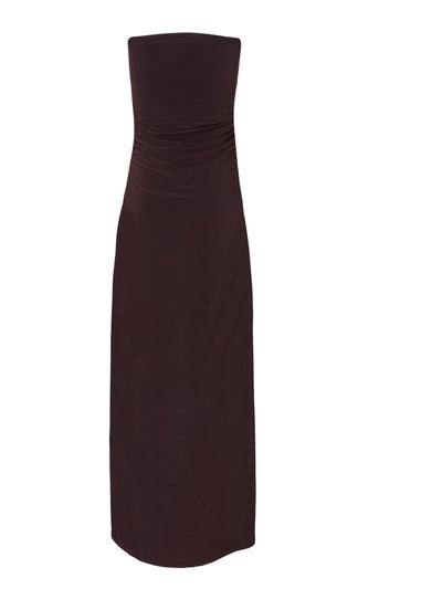 Quiz Brown Bandeau Ruched Midaxi Dress