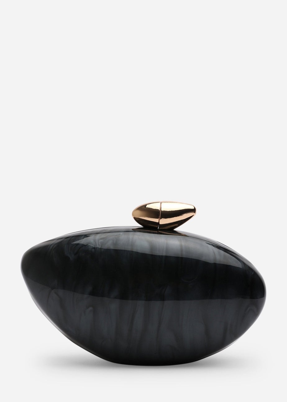 Where's That From Benna Black Marble Acrylic Clutch Bag