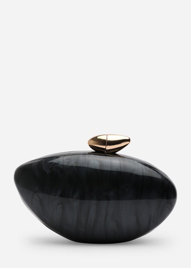 Where's That From Benna Black Marble Acrylic Clutch Bag