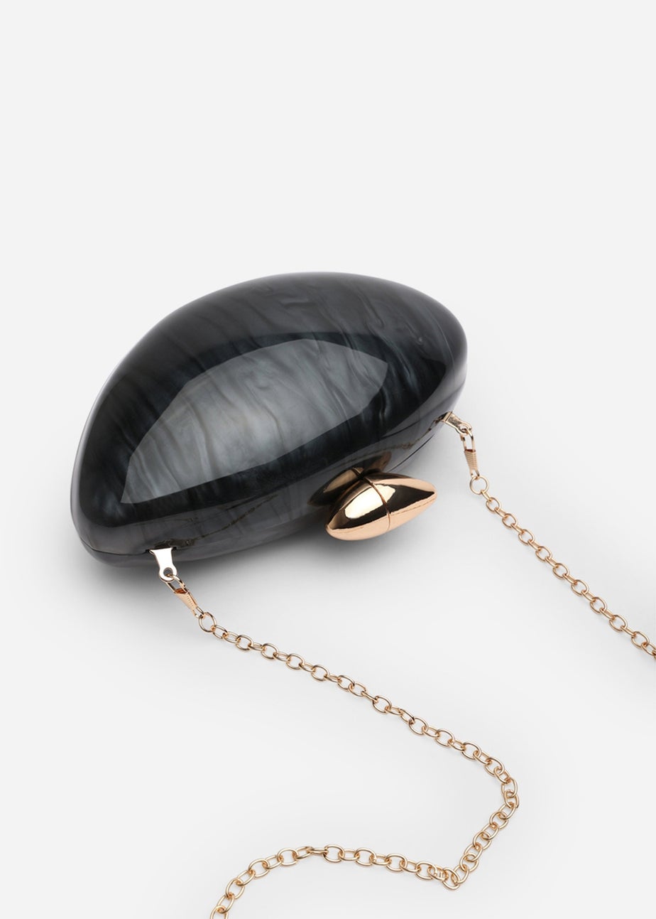 Where's That From Benna Black Marble Acrylic Clutch Bag