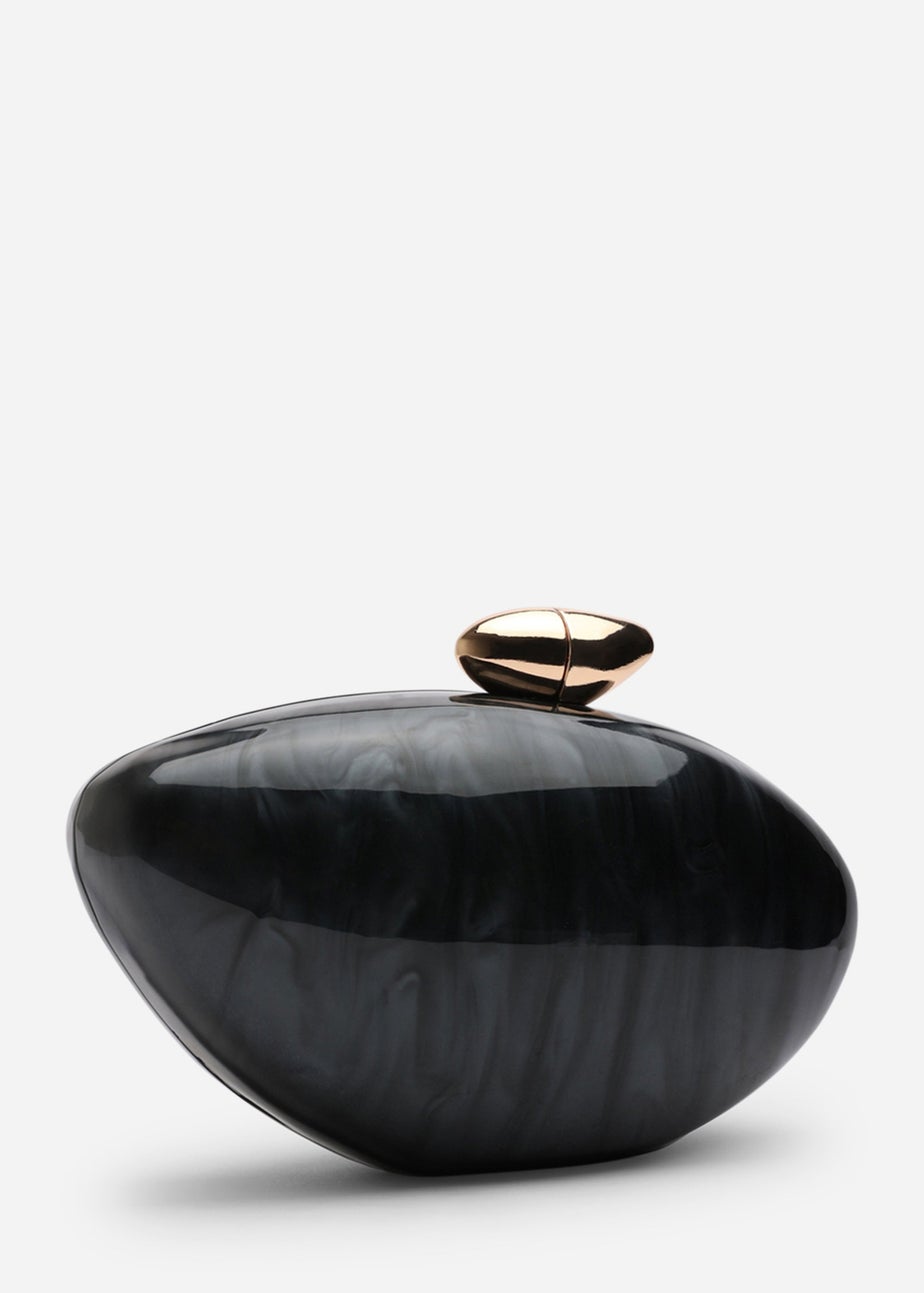 Where's That From Benna Black Marble Acrylic Clutch Bag