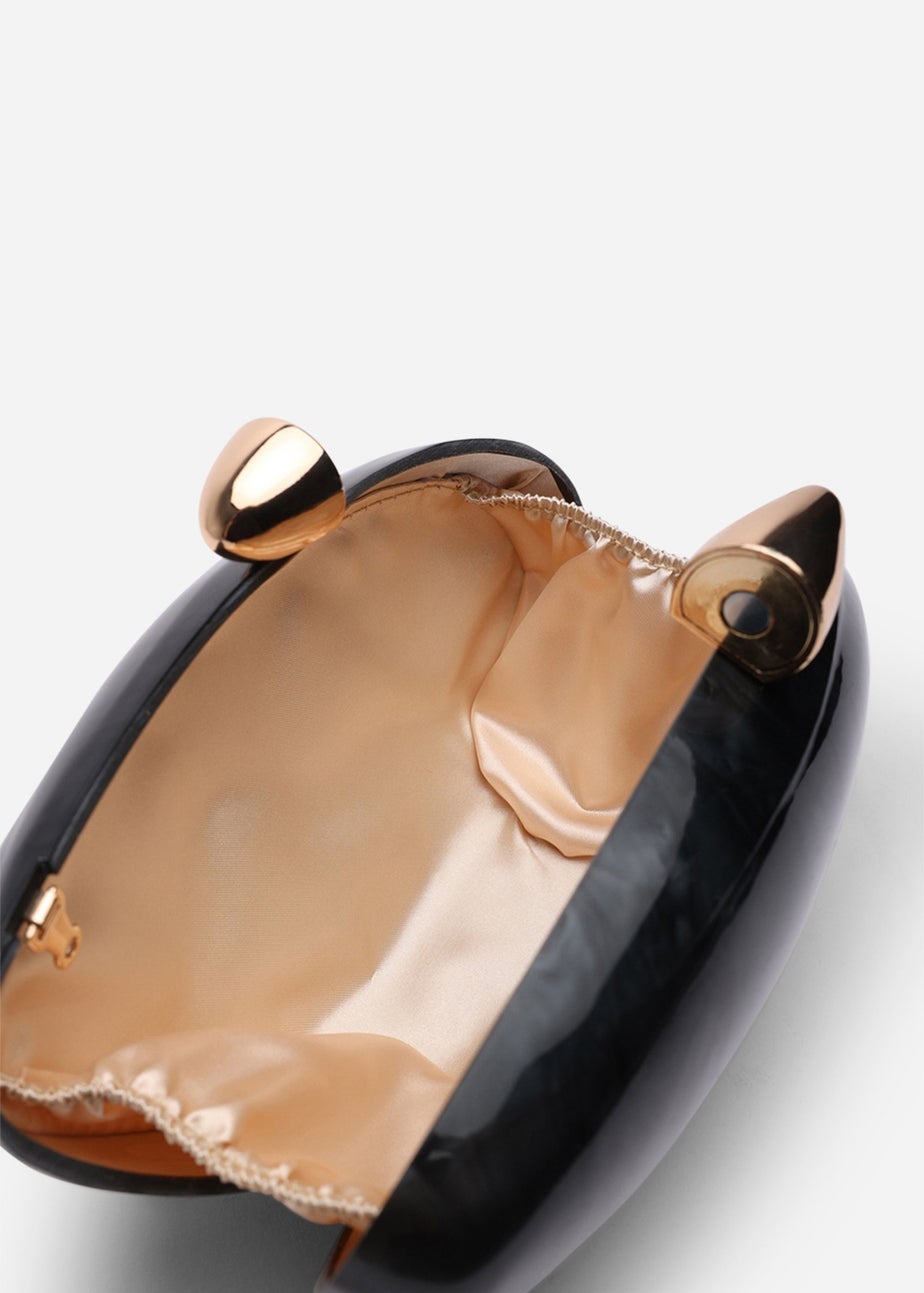 Where's That From Benna Black Marble Acrylic Clutch Bag